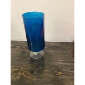 Vintage Flash Blue Glass Vase with Pedestal Base